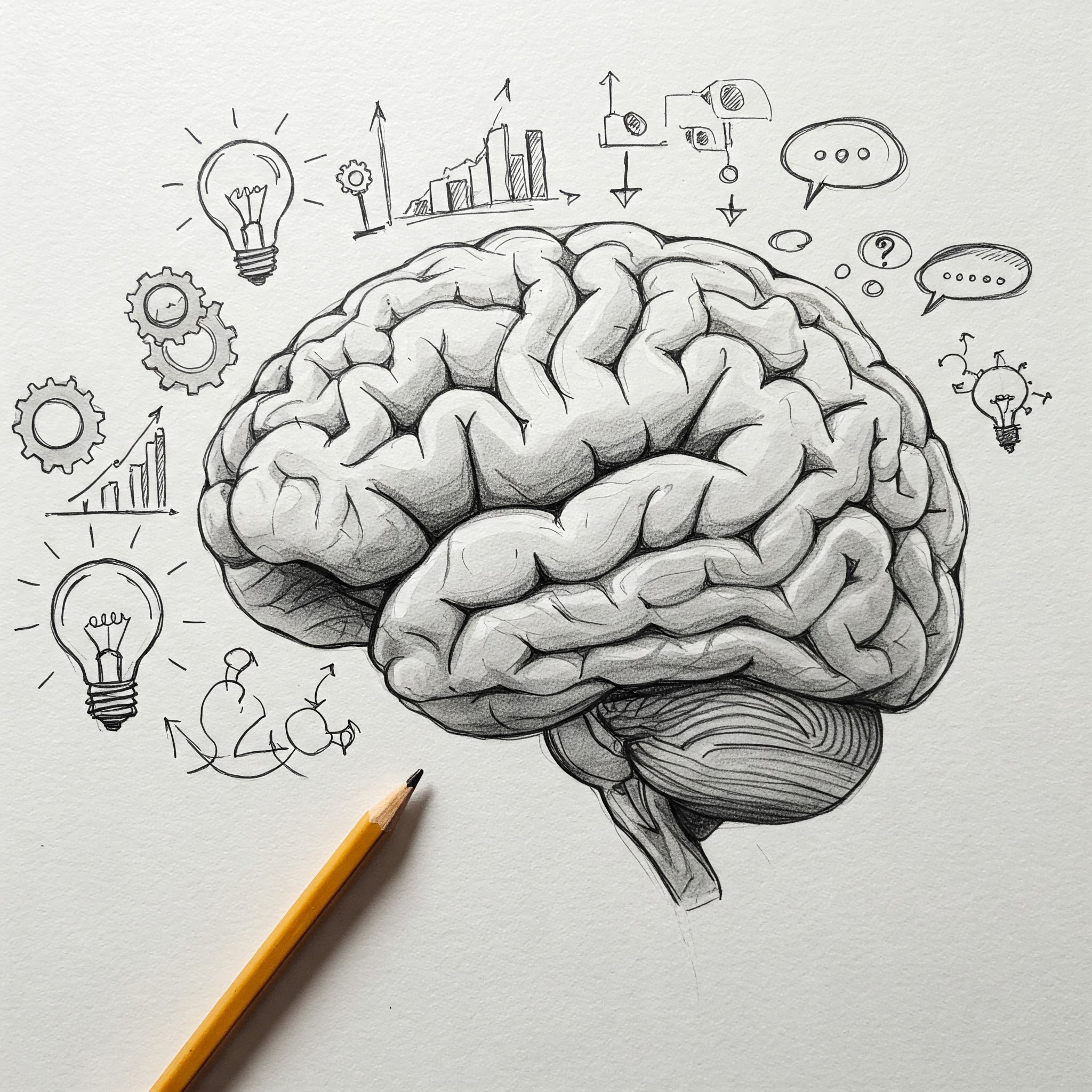 image of a pencil sketch brain