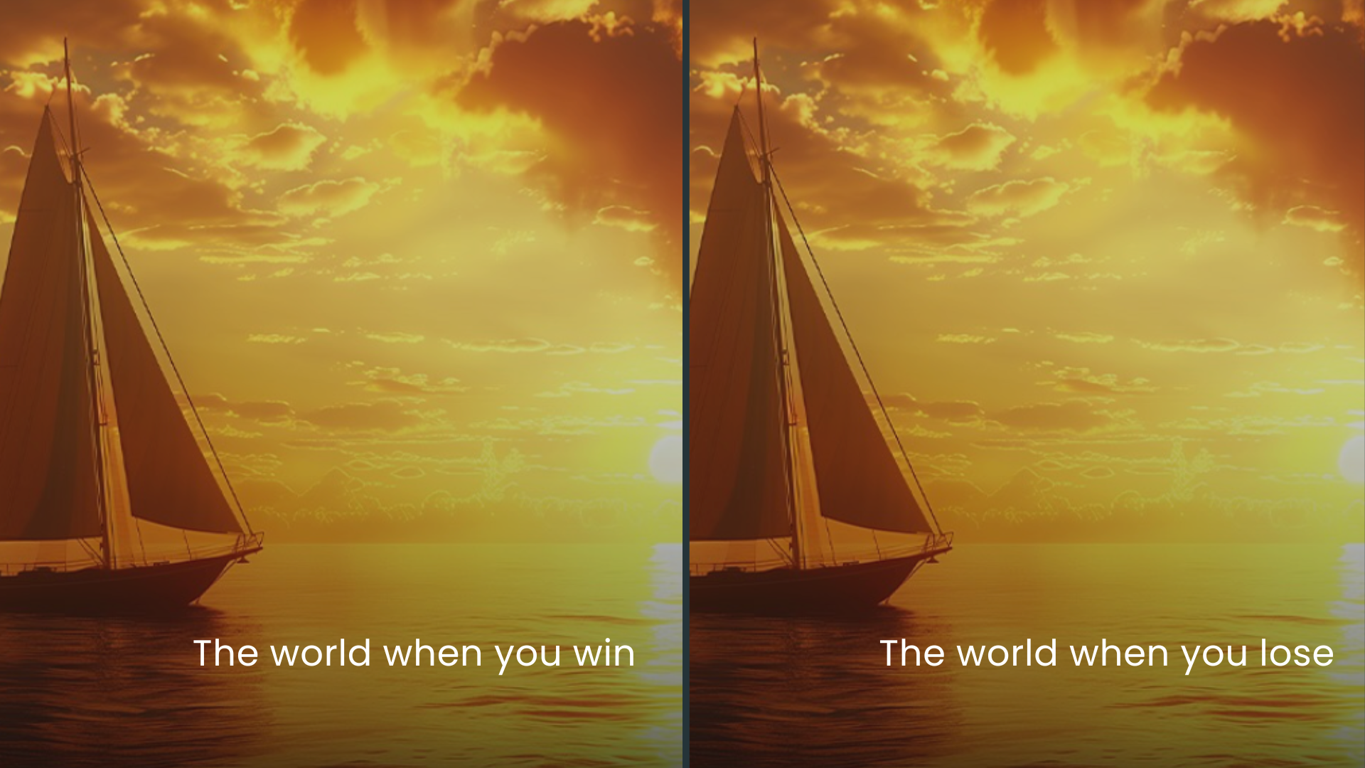 Two boats on a sea, sailing during sun rise